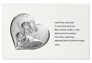 Obrazek Srebrny Valenti - Białe drewno, pamiątka Chrztu Świętego